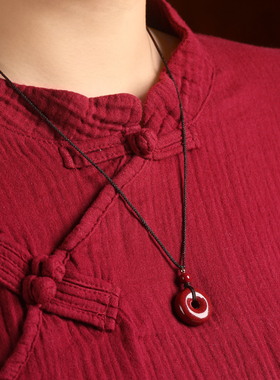 极速天然朱砂平安扣吊坠女款葫芦貔貅红绳项链男龙年本.命年护身