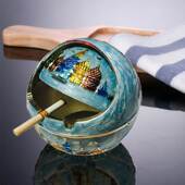 防风烟灰缸 多t功能复古菸灰缸 金属球形菸 带盖子菸灰缸 极速欧式