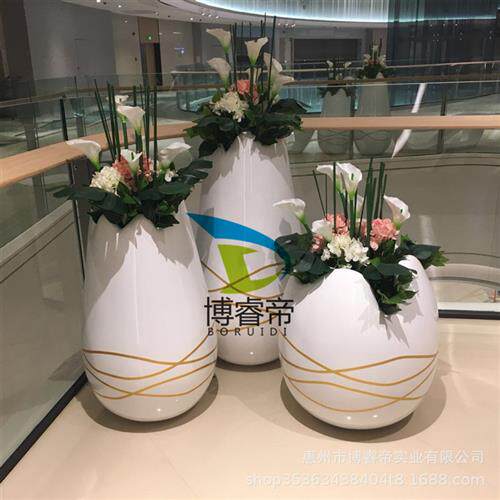 商场玻璃钢花盆户外落地花钵酒店装饰花盆组合园林景观种植大花瓶