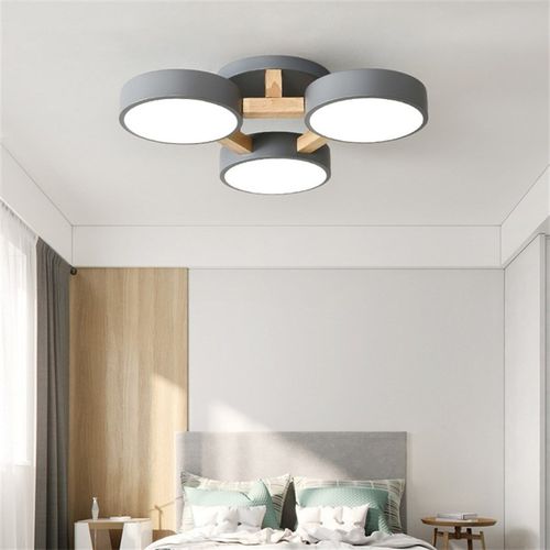 220V LED Ceiling Lights With Grey/Green/WhiteQ Metal Lampsha