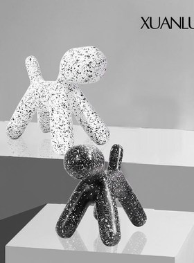 斑点狗创意家居i装饰摆件轻奢现代黑白气球狗树脂摆件样板房装饰