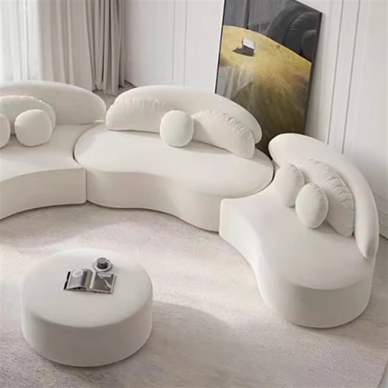 北欧轻奢弧形沙发小户型客厅现代简约网红款服装店美X容院接待组