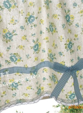 M01日韩风格门帘o洗手台橱柜帘短窗帘蓝色50*135CM