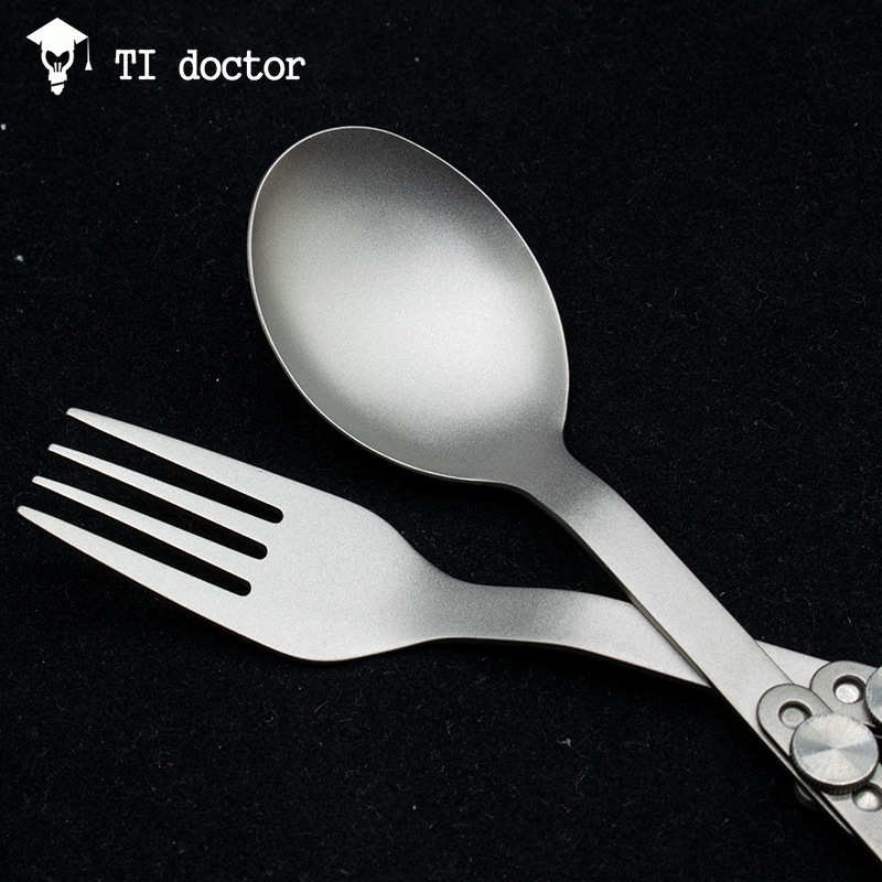 纯钛餐具 f纯钛勺子 纯钛叉子 折叠餐具 户外野营钛餐具