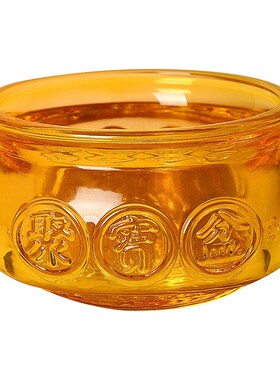 琉璃聚宝a盆金黄色元宝水晶工艺品开业礼婚礼乔迁装饰用品摆件