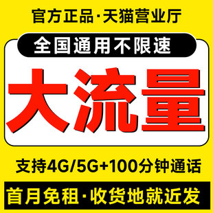 中国流量卡纯流量上网卡5g无线限流量卡手机电话卡全国通用大王卡