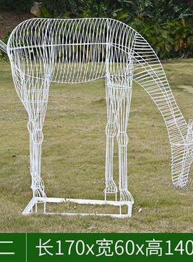 不锈钢镂空鹿摆件动物象蜗牛金属铁艺钢丝梅花鹿雕塑园林景观装饰