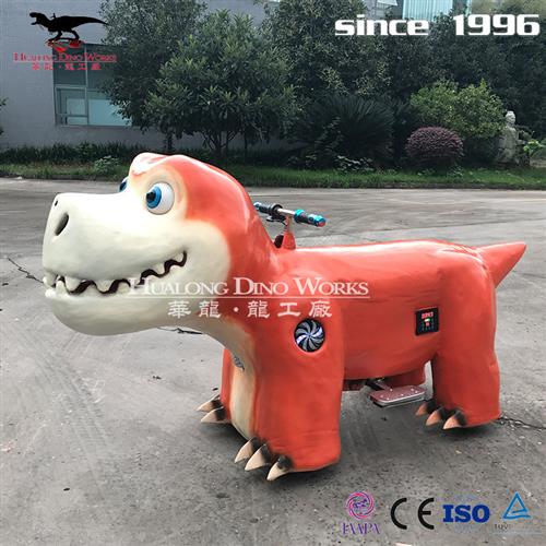 呆萌卡通霸王龙骑行小车恐龙电动跑跑车地摊扫码投币儿童游乐设施