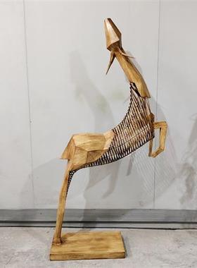 不锈钢镂空梅花鹿雕塑草坪园林酒店售楼部艺术装饰户外镂空鹿摆件