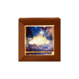 水晶方块摆件太阳系n银河系木制盒子内雕3d图案小夜灯客厅装 饰爆