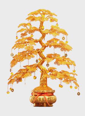 发财树纯手工编织摇钱树工艺x品家居装饰乔迁新居开业礼物招财摆