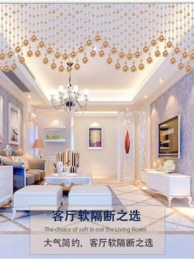 风水珠帘香槟色紫色隔断玄关挂帘阳E台厨房卧室门帘波浪屏风半截