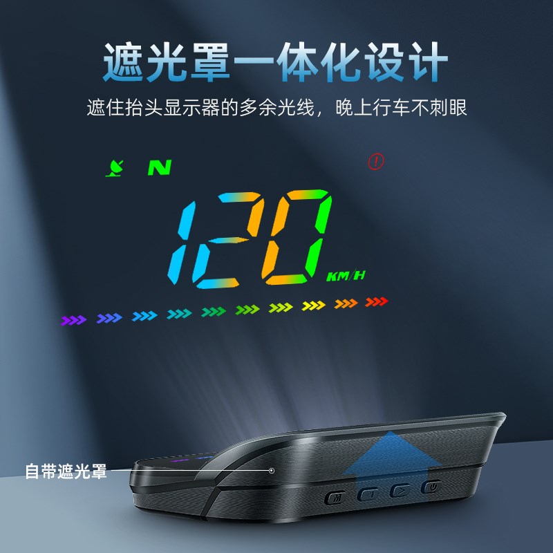 车载hudd抬头显示器2024新款汽车货车通用gps北斗车速码表指南针