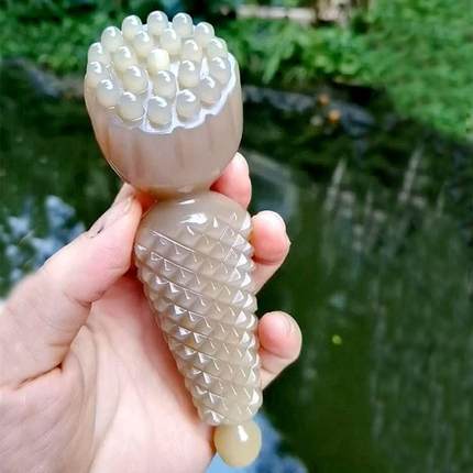白水牛角刮痧板面部莲蓬按摩棒眼部拨筋棒脸部专用经络疏通美容棒