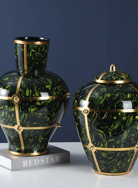 陶瓷装饰罐北欧k家居软装摆件玄关客厅电视柜装饰品储物罐