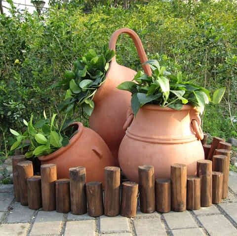 速发户外大号庭院花盆深高盆红泥陶土花盆粗陶罐组U合落地景观大