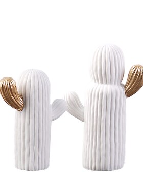 现代北欧风格样板间软装饰品v家居卧室床头柜工艺品创意仙人掌植