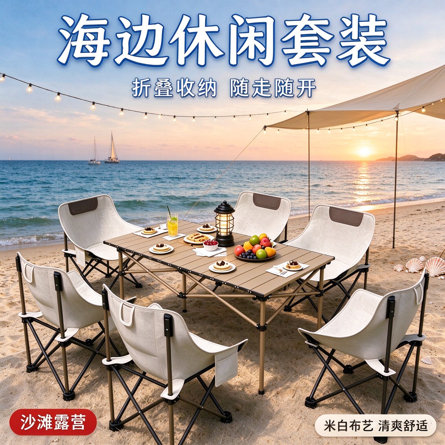 加厚月亮椅套装户外折叠桌椅露营野餐蛋卷桌写生椅钓鱼凳摆摊凳子