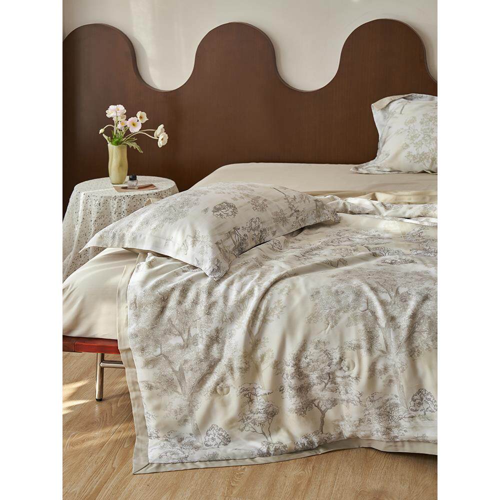 冰丝凉感夏凉被芯复古莱赛尔空调被四件套可水洗机洗夏季薄款被子