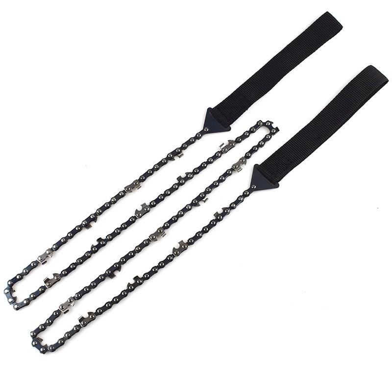 48寸手拉链锯链稀齿型64节21刀迷彩布带手拉锯链户外野营便携链锯