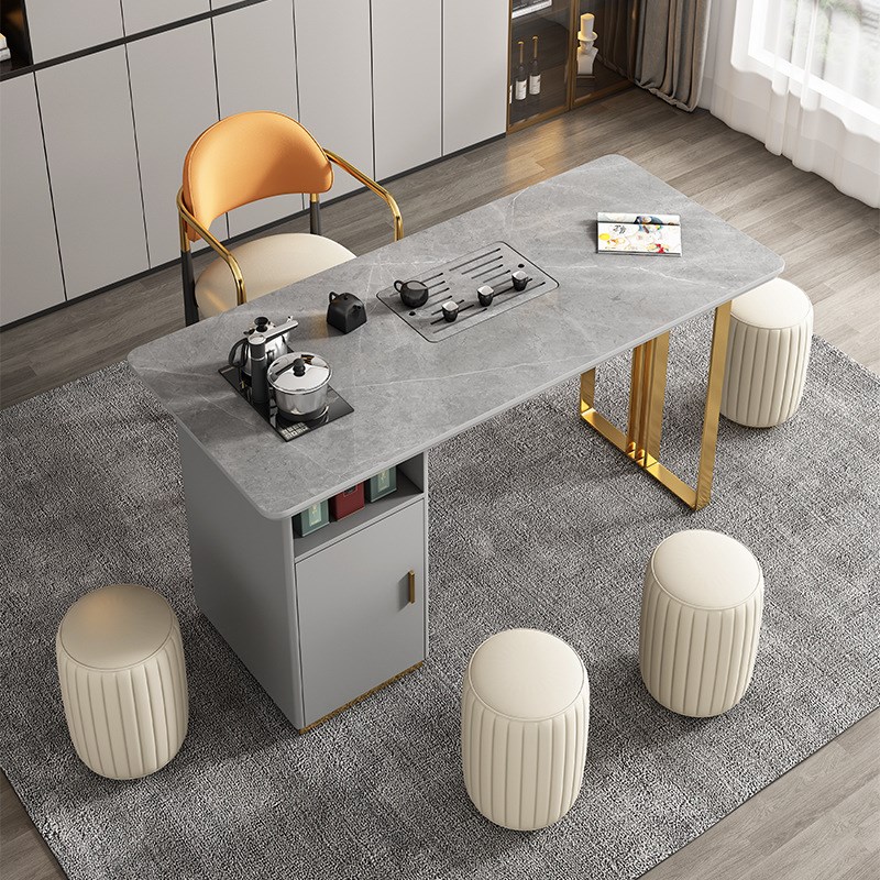 轻奢阳台茶桌椅组合现代简约办公室岩板功夫泡茶桌书房家用小茶台