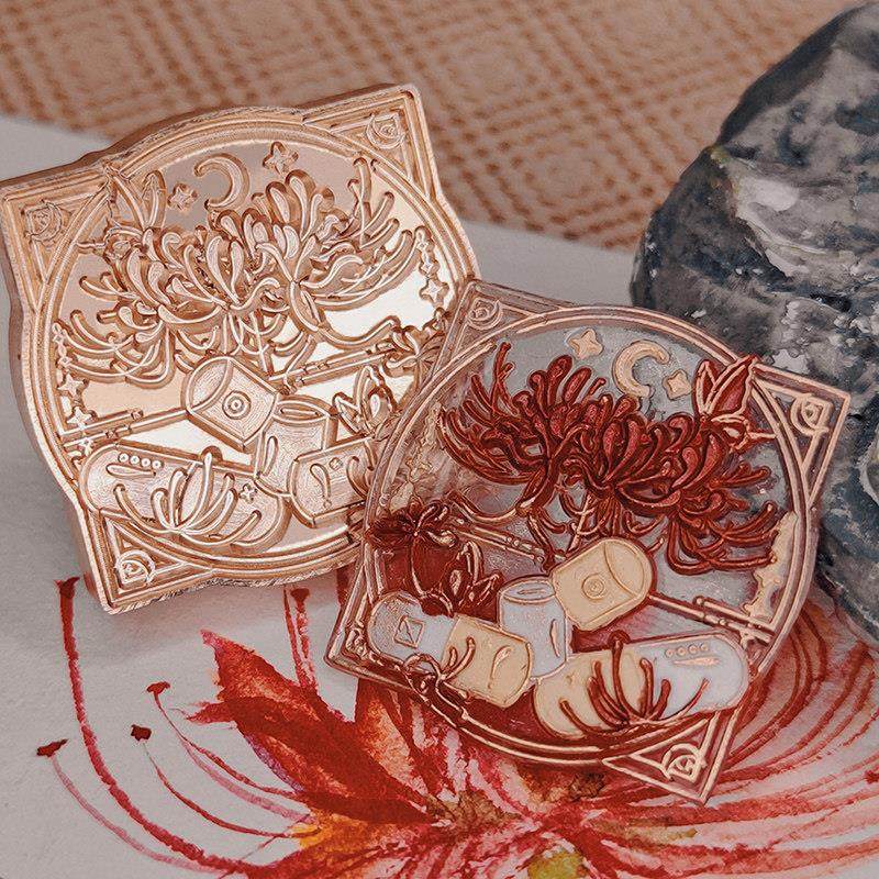 墨下【彼岸胶囊】异形分层植物火漆印章章头 蜡粒手柄套装礼盒