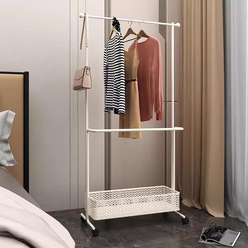 收纳衣柜衣服架子挂衣架衣帽架可移动衣帽间脏衣篮收纳架高级金属