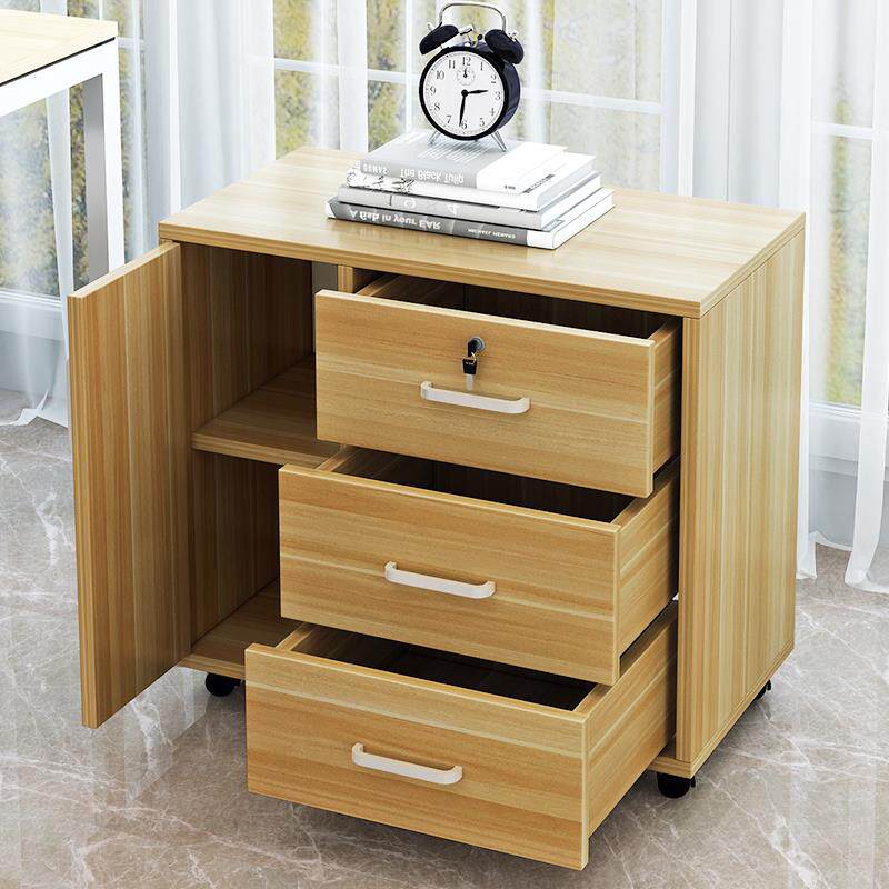 文件柜办公柜家用落地式带锁资料柜三抽屉储物移动矮柜桌下小柜子
