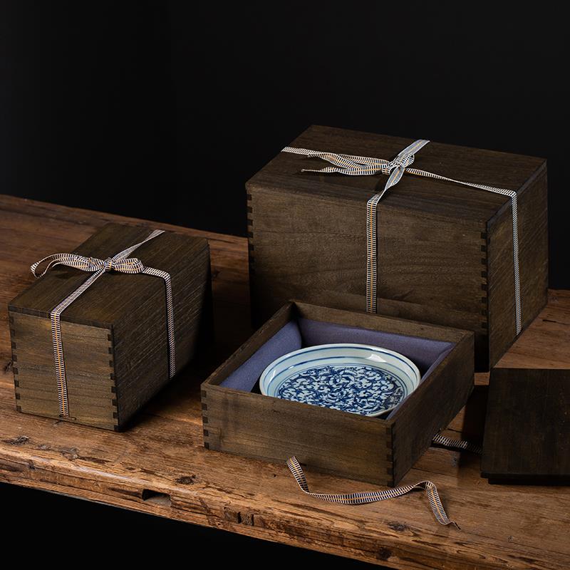 覆古桐木礼品盒陶瓷茶杯子盘子花瓶摆件包装盒木质礼物盒木盒定制