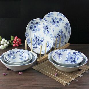 餐具碗面碗大号家用汤碗花集饭沙拉碗甜品碗陶瓷碗盘子 美浓烧日式