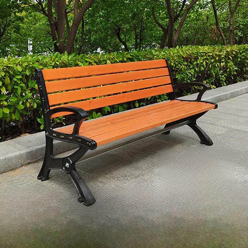 户外公园长椅小区靠背椅广场休闲防腐木座椅铸铁实木长条椅室外椅