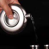 白酒小酒瓶 私人定制酒壶 304不锈钢透窗随身3两装 迷你户外便携