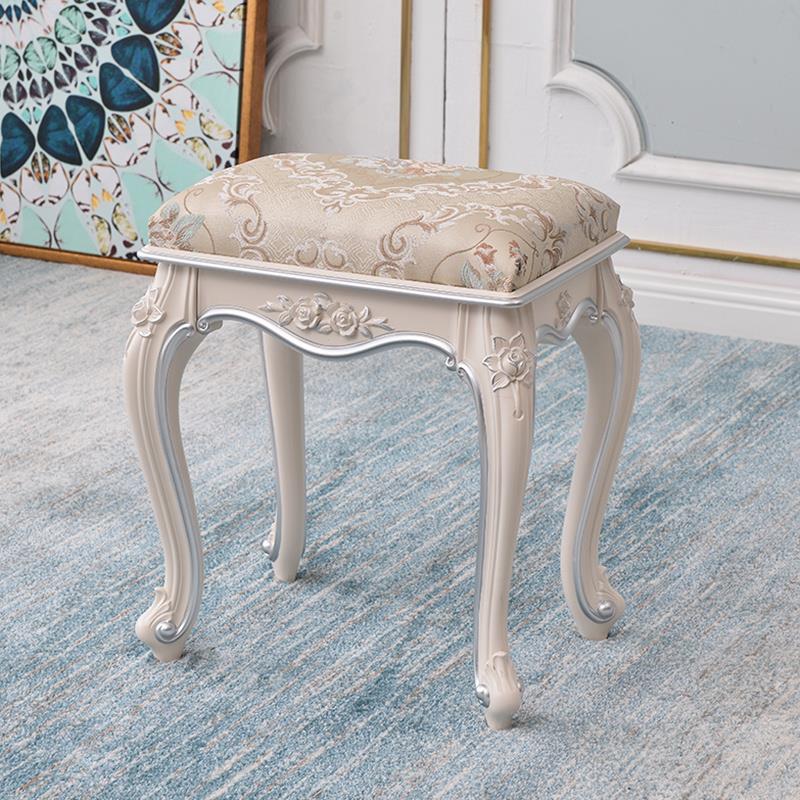 欧式梳妆台凳子雕花简约化妆凳卧室美甲凳公主美妆椅子PU皮换鞋凳