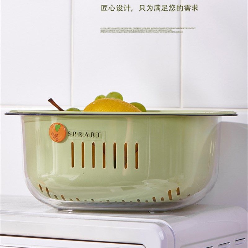 北欧风双层沥水篮塑料家用洗菜篮水果盆厨房客厅多功能收纳篮,家装主材,沥水篮,淘宝优惠券,粉丝福利购,淘宝优惠卷