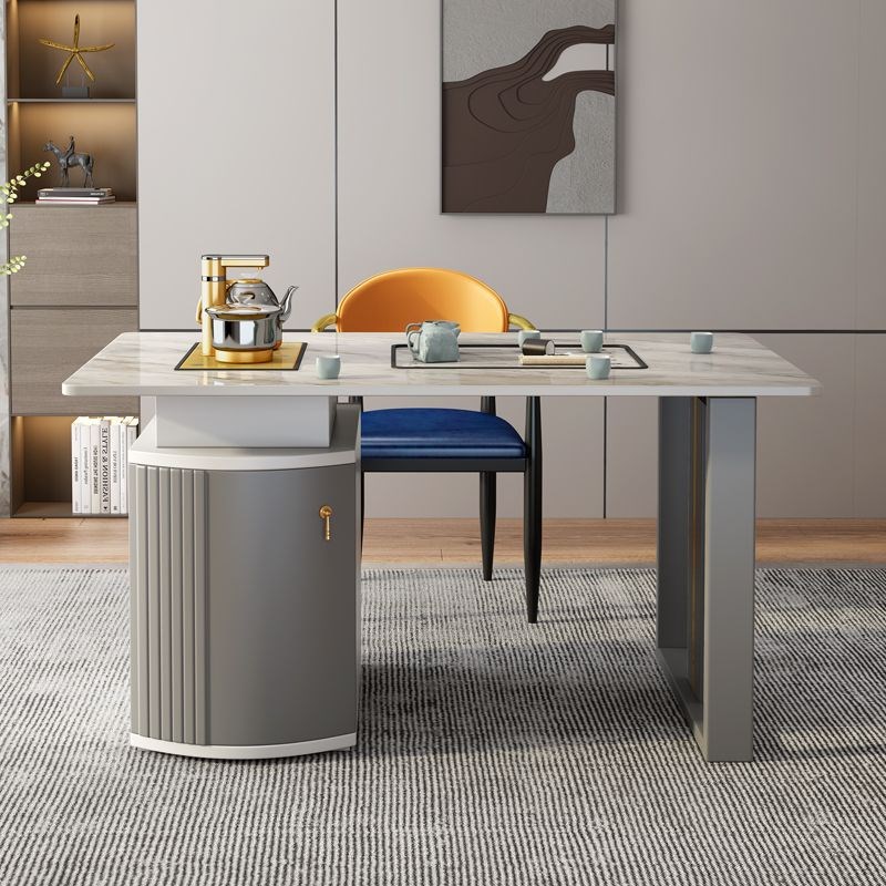 岩板茶桌椅组合轻奢现代客厅家用实木功夫茶几泡茶台套装一体