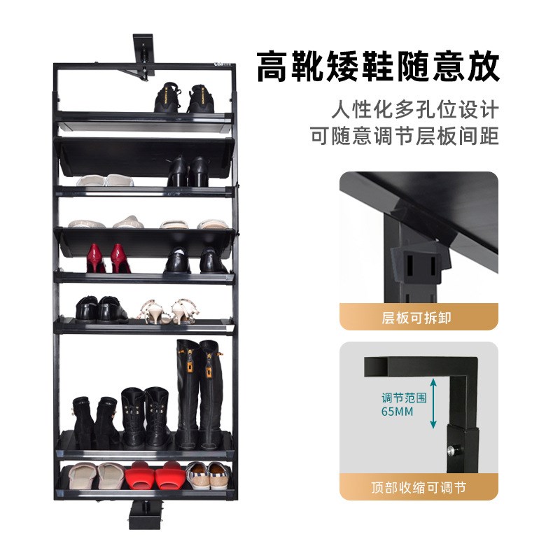 衣帽间旋转鞋架360度多层家用收纳五金配件高度伸缩超薄旋转鞋柜