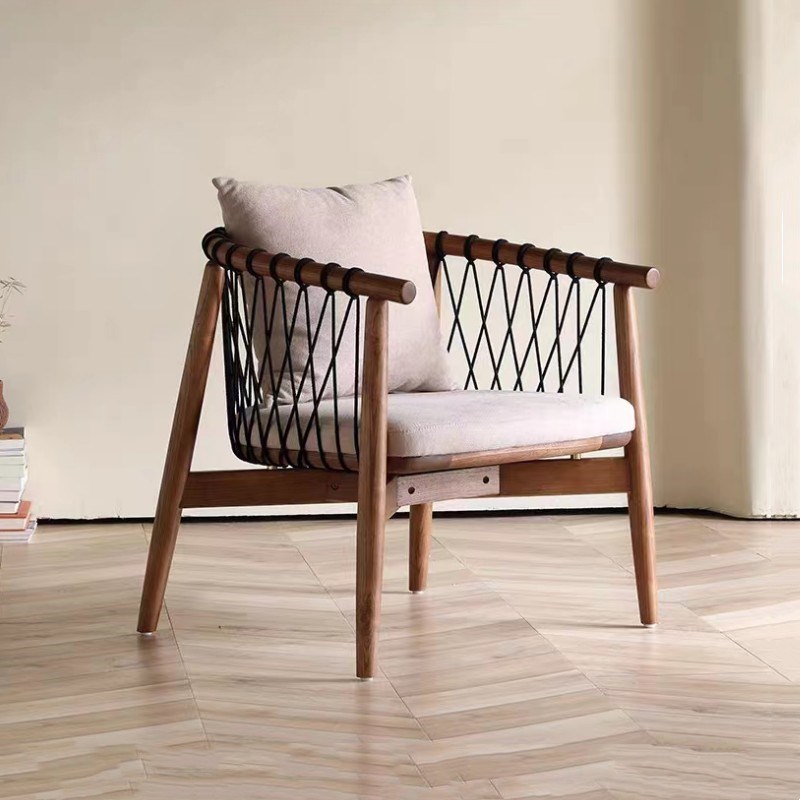 北欧简约阳台编绳沙发家用商务会客洽谈小户型单人休闲椅