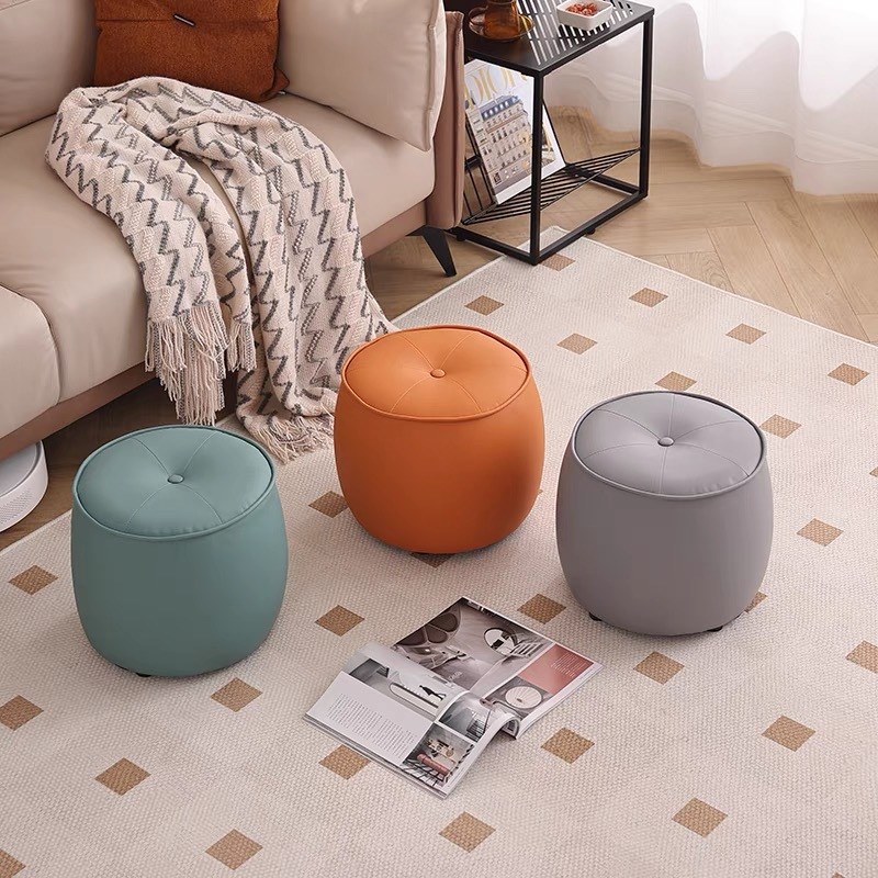 小凳子矮凳家用圆凳客厅简约沙发凳入户玄关换鞋皮凳子圆形坐墩