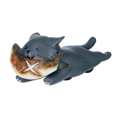 预购扭蛋猫咪叼鱼三花猫