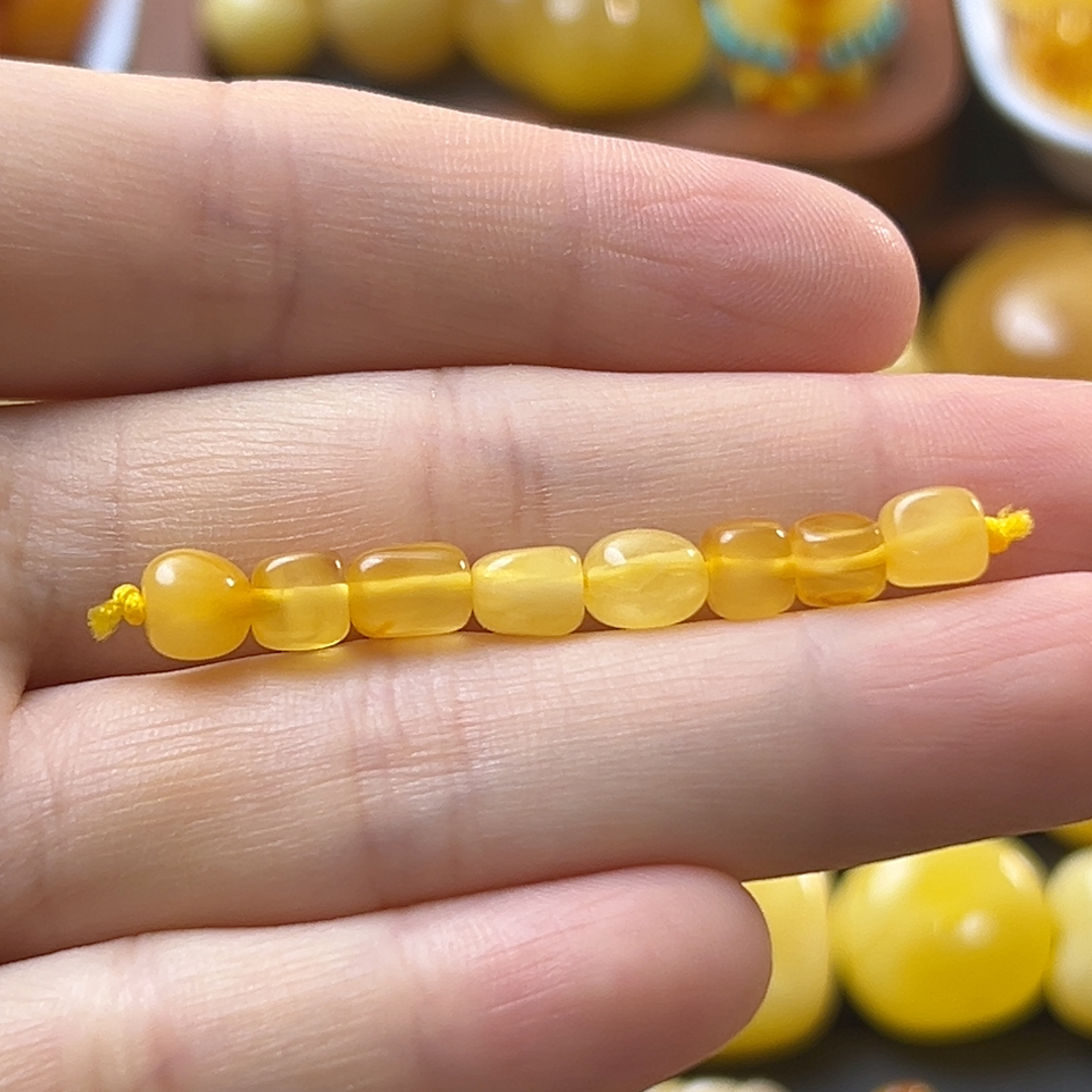 开播福利！漏！鸡油黄随形珠子一组