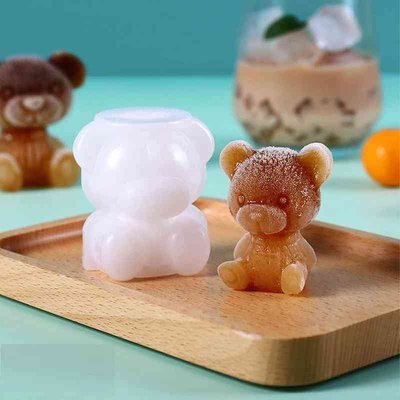 小熊冰块模具网红冰熊咖啡硅胶模具立体硅胶模具创意用具巧克力模
