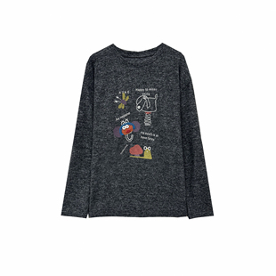 小田tia专享 百搭打底衫 磨毛绒 休闲卡通 T恤女 JU舒服