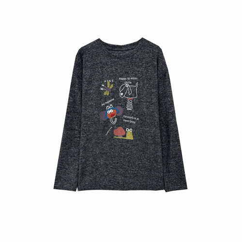 【小田tia专享】磨毛绒 JU舒服 休闲卡通~百搭打底衫T恤女