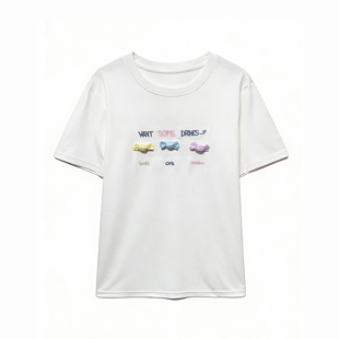 冰瓷棉短袖 甜甜糖果刺绣字母 T恤女 小田tia专享