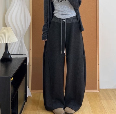 【小田tia专享】 奥利绒  加厚撞色香蕉裤显瘦修饰腿型阔腿裤女