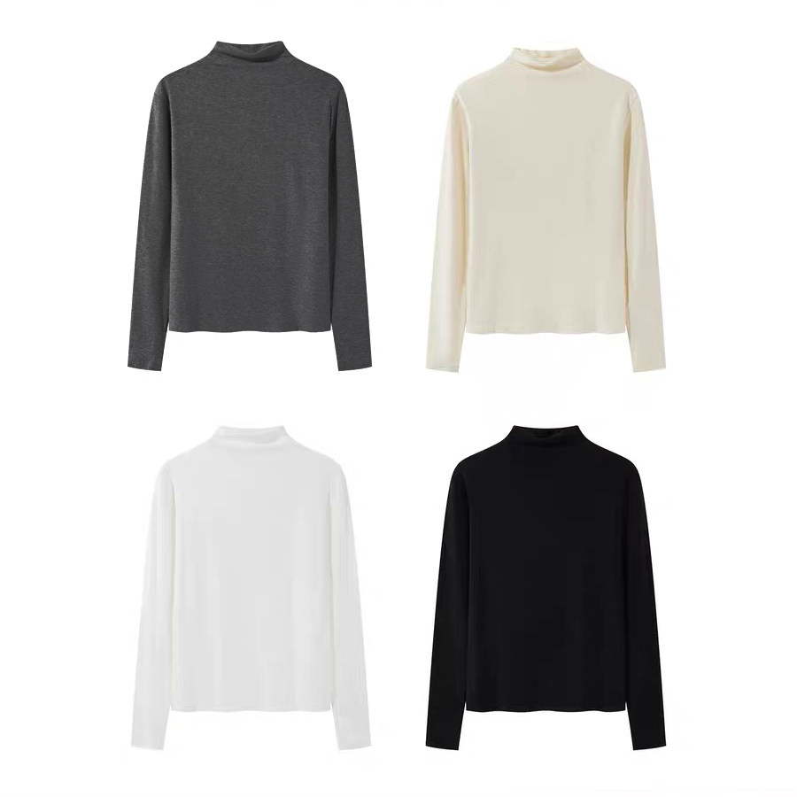 【小田tia专享】 绒感 莱赛尔~显瘦内搭半高领长袖打底衫女