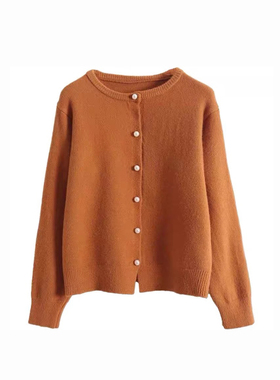 【小田tia专享】温柔风 珍珠扣基础百搭针织圆领开衫女