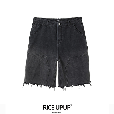 RICEUPUP“米芝麻”黑色水洗牛仔短裤
