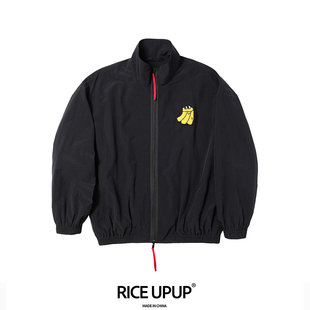 RICEUPUP“米果果们”红色刺绣尼龙魔术贴外套