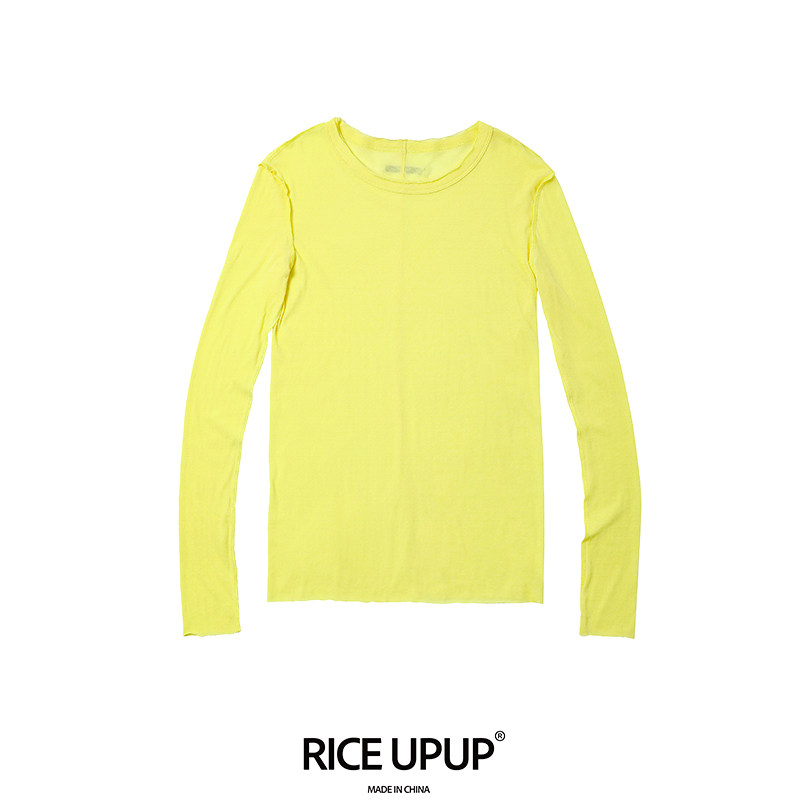 Riceupup“R18糯米衣”反缝结构设计超薄黄色亲肤微弹打底长袖